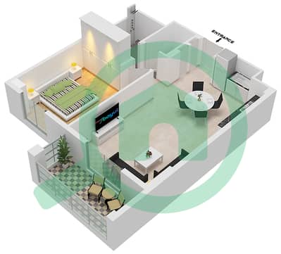 المخططات الطابقية لتصميم النموذج 1 شقة 1 غرفة نوم - برج لا ريف 1