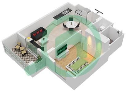 المخططات الطابقية لتصميم النموذج 2 شقة 1 غرفة نوم - برج لا ريف 1