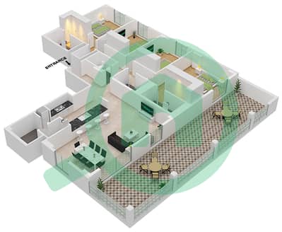 المخططات الطابقية لتصميم النموذج 1 شقة 4 غرف نوم - برج لا ريف 1