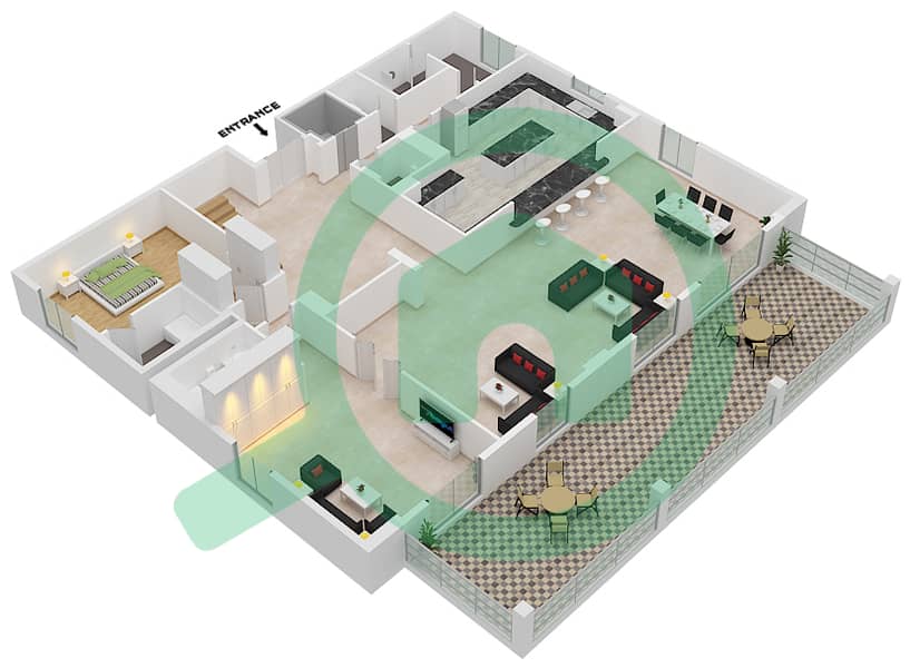 Тауэр Ла Риве 1 - Апартамент 5 Cпальни планировка Тип 1 Lower Level interactive3D