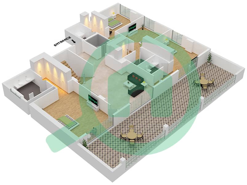 المخططات الطابقية لتصميم النموذج 1 شقة 5 غرف نوم - برج لا ريف 1 Upper Level interactive3D