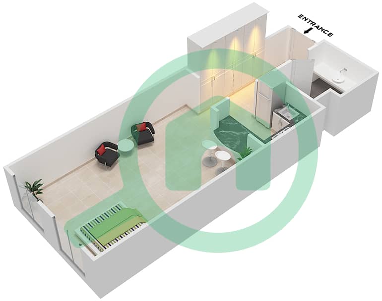 Mesoamerican - Studio Apartment Type V Floor plan interactive3D