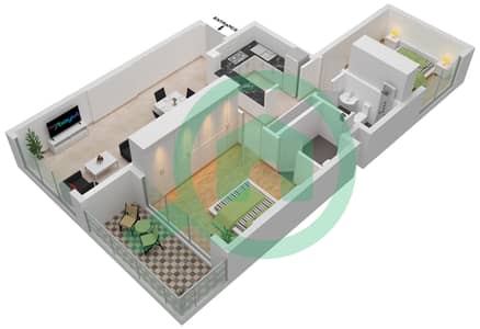 المخططات الطابقية لتصميم الوحدة 19,20 شقة 2 غرفة نوم - سكيز من الدانوب