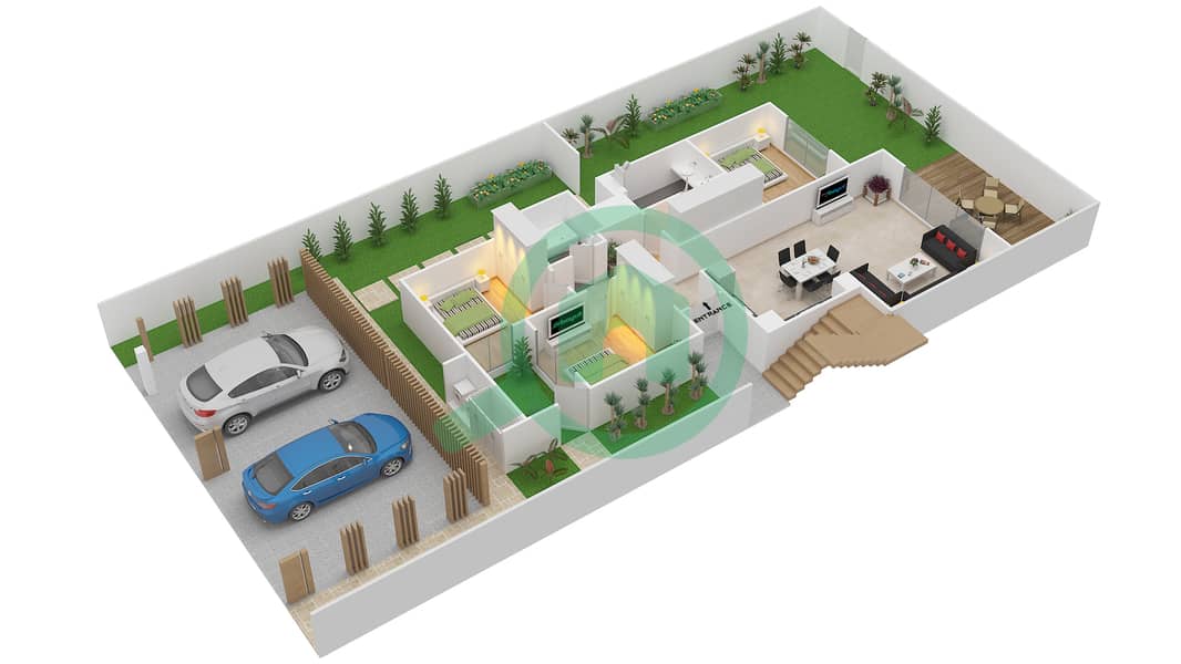 Урбана - Таунхаус 5 Cпальни планировка Единица измерения 01,04 Ground Floor interactive3D