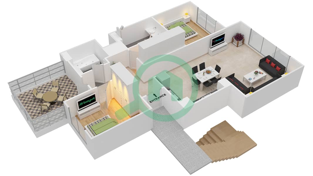 Урбана - Таунхаус 5 Cпальни планировка Единица измерения 01,04 First Floor interactive3D