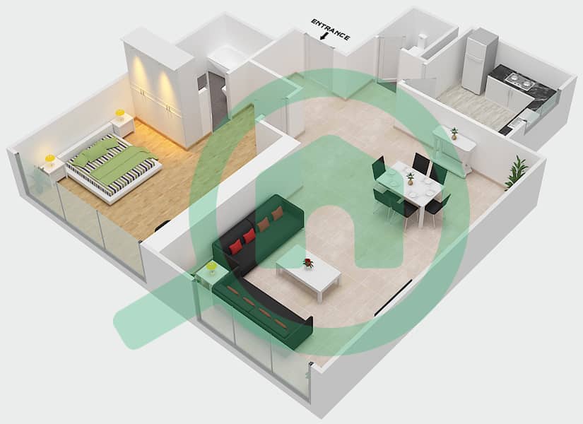 Sahara Tower 6 - 1 Bedroom Apartment Unit 9 Floor plan interactive3D