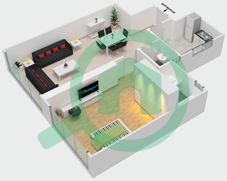 Sahara Tower 6 - 1 Bedroom Apartment Unit 8 Floor plan interactive3D