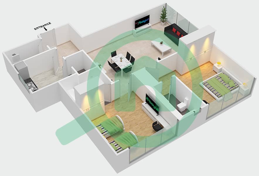 Sahara Tower 6 - 2 Bedroom Apartment Unit 10 Floor plan interactive3D