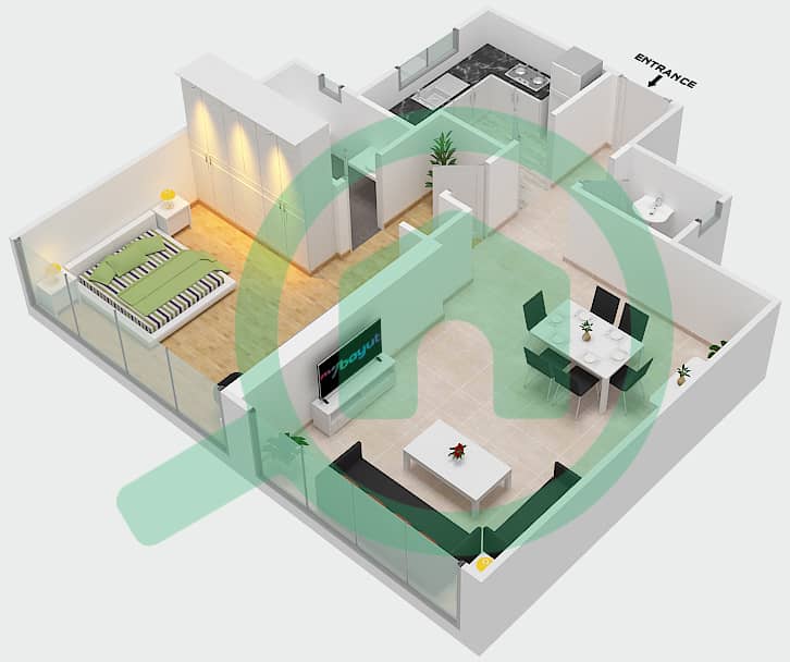 Sahara Tower 6 - 1 Bedroom Apartment Unit 6 Floor plan interactive3D