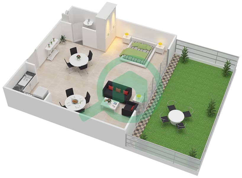 Point Residencia - Studio Apartment Unit 4 Floor plan interactive3D