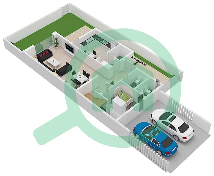 The Pulse Villas - 2 Bedroom Villa Type/unit 2BR CORNER Floor plan Ground Floor interactive3D