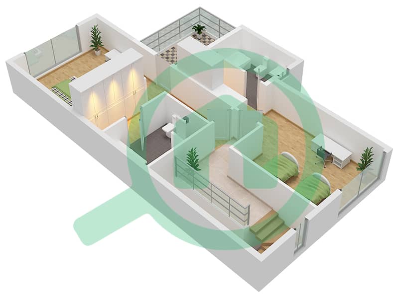 The Pulse Villas - 2 Bedroom Villa Type/unit 2BR CORNER Floor plan First Floor interactive3D
