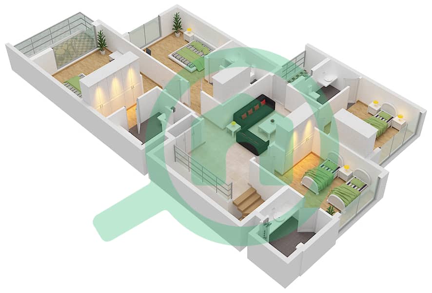 The Pulse Villas - 4 Bedroom Villa Type/unit 4BR CORNER Floor plan First Floor interactive3D