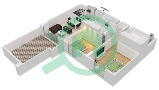 海岸4号大厦 - 2 卧室公寓类型／单位2C/104戶型图