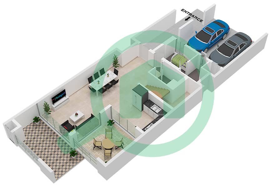 Bliss 2 - 4 Bedroom Apartment Type TRPLEX-END 1(CLASSIC) Floor plan Ground Floor interactive3D