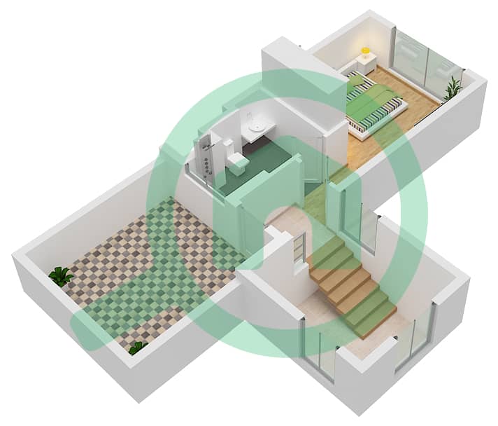 المخططات الطابقية لتصميم النموذج TRPLEX-END 1(CLASSIC) شقة 4 غرف نوم - بليس 2 Second Floor interactive3D