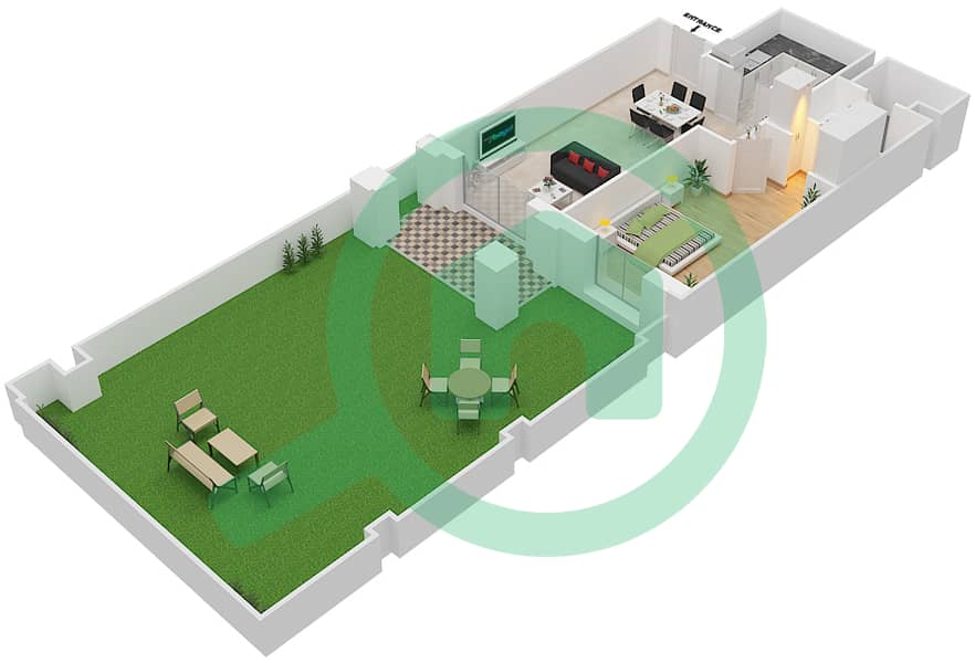 المخططات الطابقية لتصميم الوحدة 5 GROUND FLOOR شقة 1 غرفة نوم - يانسون 3 Ground Floor interactive3D