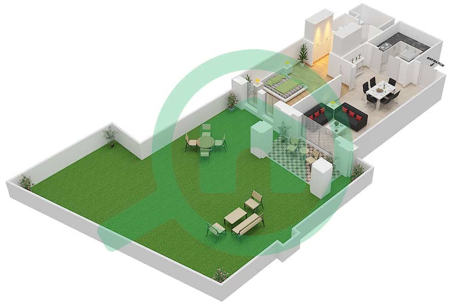 المخططات الطابقية لتصميم الوحدة 4 GROUND FLOOR شقة 1 غرفة نوم - يانسون 5 Ground Floor interactive3D