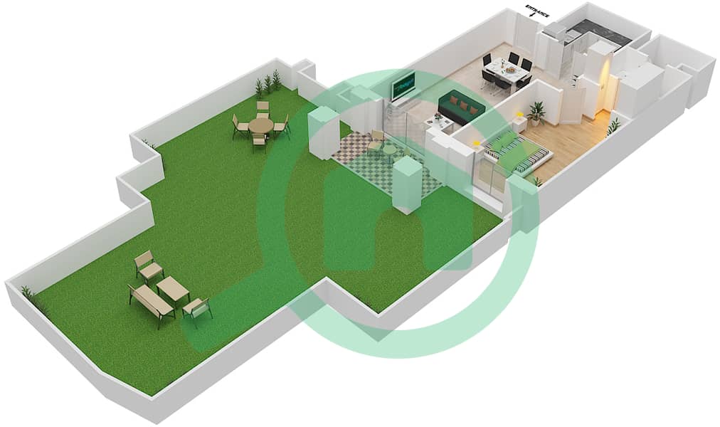 المخططات الطابقية لتصميم الوحدة 5 GROUND FLOOR شقة 1 غرفة نوم - يانسون 5 Ground Floor interactive3D