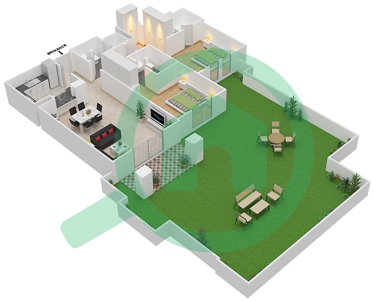 Miska 3 - 2 Bedroom Apartment Unit 2 GROUND FLOOR Floor plan Ground Floor interactive3D