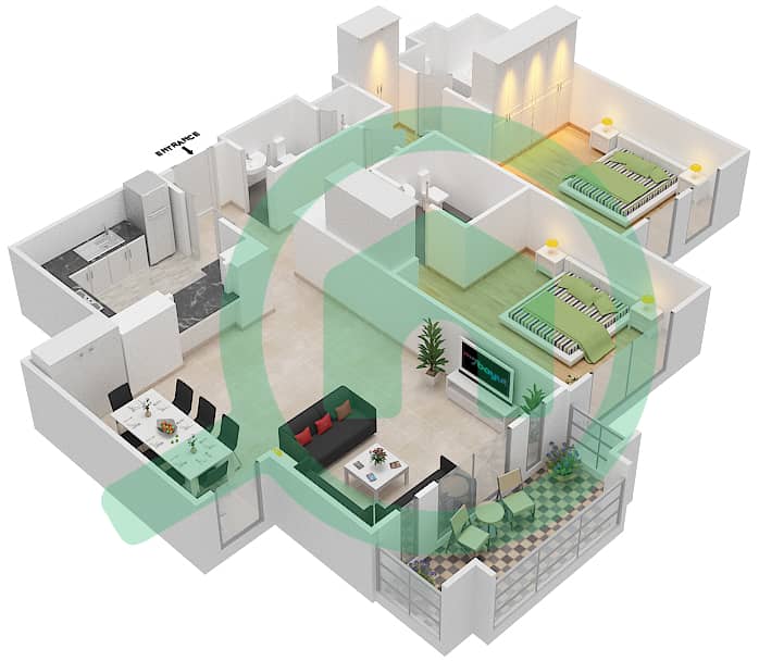 Miska 3 - 2 Bedroom Apartment Unit 3 FLOOR 1-2 Floor plan Floor 1-2 interactive3D