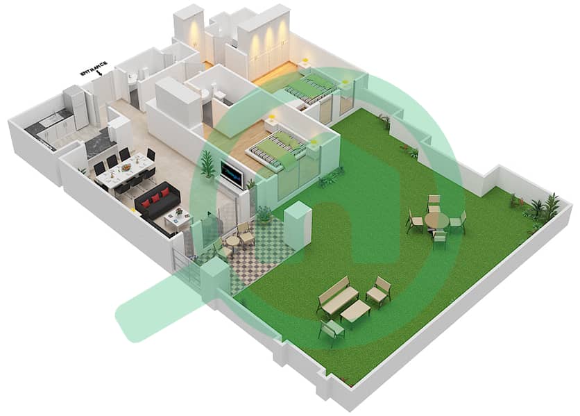 Miska 3 - 2 Bedroom Apartment Unit 3 GROUND FLOOR Floor plan Ground Floor interactive3D