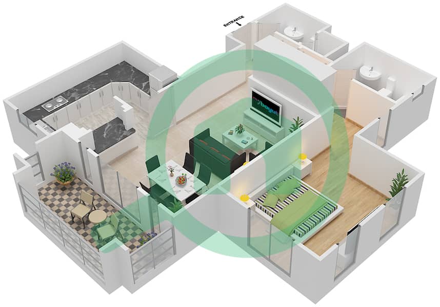 Miska 3 - 1 Bedroom Apartment Unit 6 FLOOR 1-2 Floor plan Floor 1-2 interactive3D