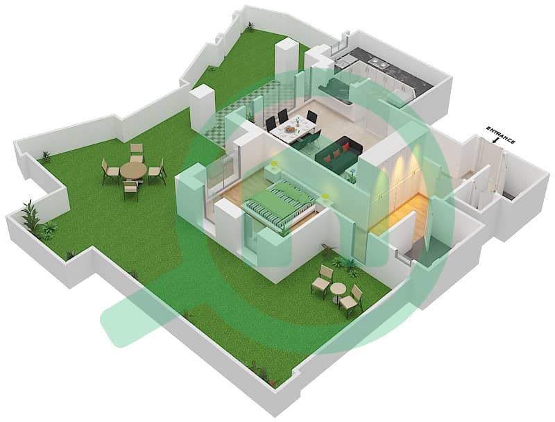 Miska 3 - 1 Bedroom Apartment Unit 6 GROUND FLOOR Floor plan Ground Floor interactive3D