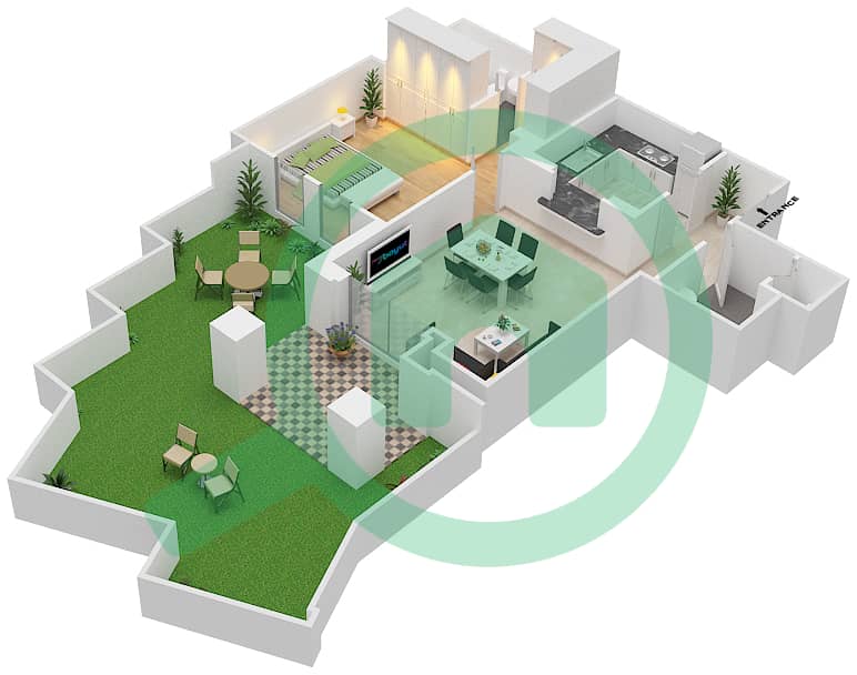 Miska 3 - 1 Bedroom Apartment Unit 7 GROUND FLOOR Floor plan Ground Floor interactive3D