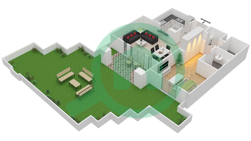 Miska 3 - 1 Bedroom Apartment Unit 10 GROUND FLOOR Floor plan Ground Floor interactive3D