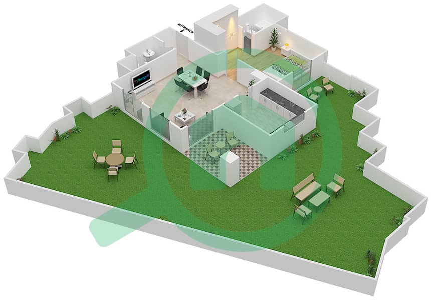 Miska 3 - 1 Bedroom Apartment Unit 11 GROUND FLOOR Floor plan Ground Floor interactive3D