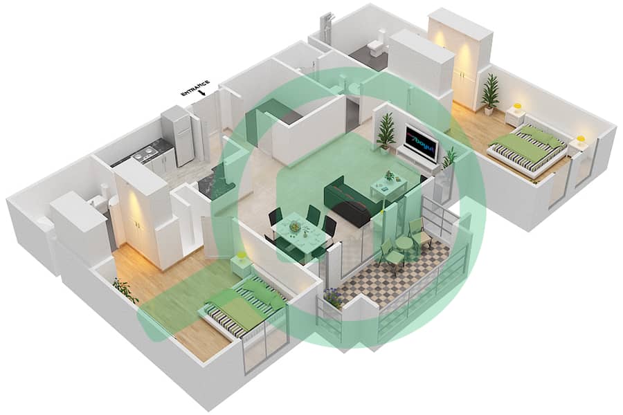 Miska 3 - 2 Bedroom Apartment Unit 13 FLOOR 1-2 Floor plan Floor 1-2 interactive3D