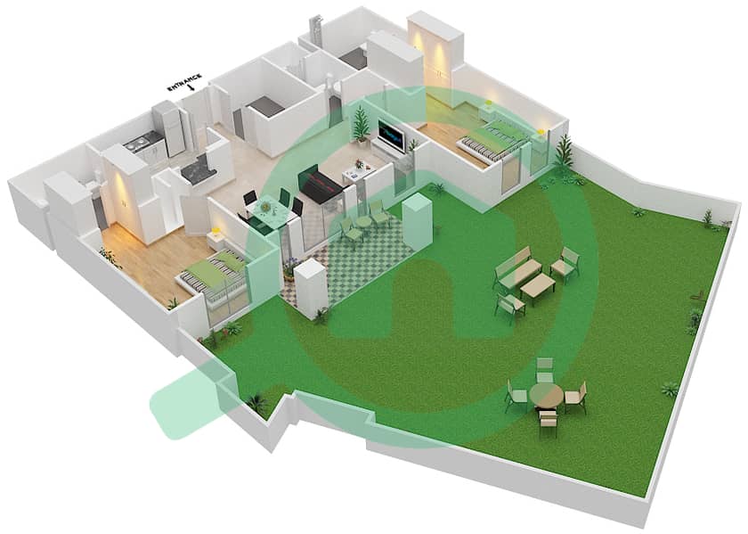 Miska 3 - 2 Bedroom Apartment Unit 13 GROUND FLOOR Floor plan Ground Floor interactive3D