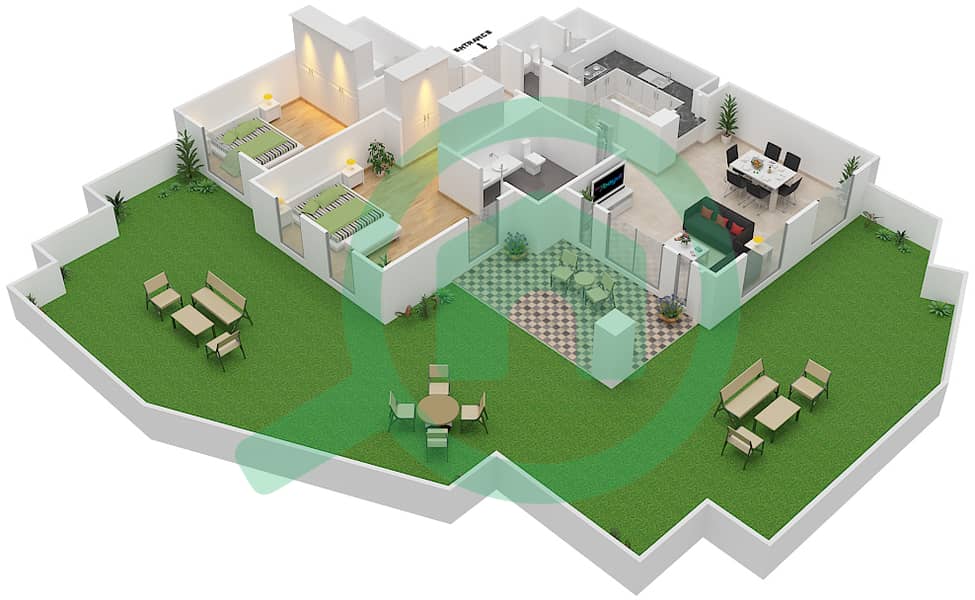 Miska 3 - 2 Bedroom Apartment Unit 14 GROUND FLOOR Floor plan Ground Floor interactive3D