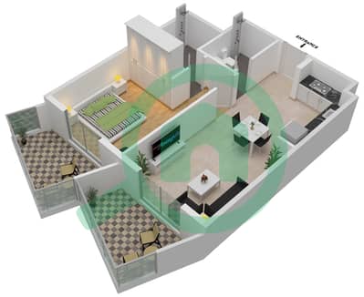 Binghatti Gateway - 1 Bedroom Apartment Unit 205 Floor plan