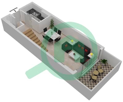 المخططات الطابقية لتصميم النموذج D شقة 1 غرفة نوم - ICE بايStree