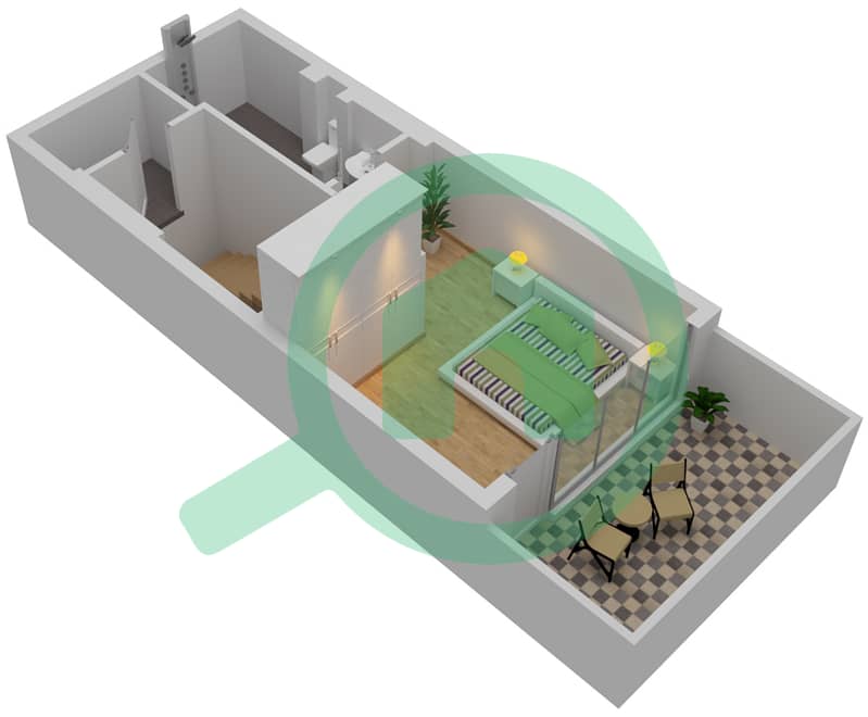 المخططات الطابقية لتصميم النموذج D شقة 1 غرفة نوم - ICE بايStree First Floor interactive3D