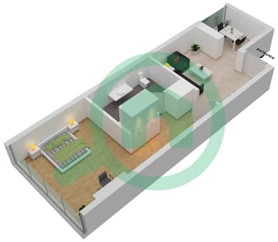 المخططات الطابقية لتصميم الوحدة A14 / FLOOR 2 شقة 1 غرفة نوم - راديسون دبي داماك هيلز