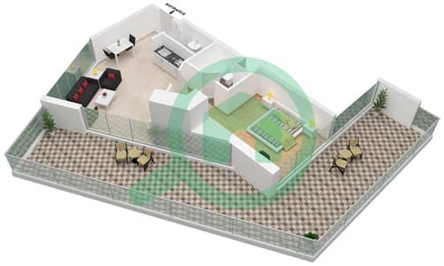 المخططات الطابقية لتصميم الوحدة A02 / FLOOR 3 شقة 1 غرفة نوم - راديسون دبي داماك هيلز (أرتيسيا A)