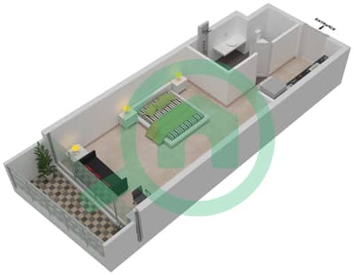 المخططات الطابقية لتصميم الوحدة A07 / FLOOR 4 شقة استوديو - راديسون دبي داماك هيلز