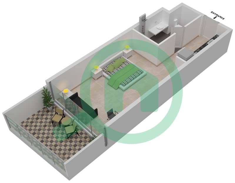 المخططات الطابقية لتصميم الوحدة A11 / FLOOR 4 شقة استوديو - راديسون دبي داماك هيلز (أرتيسيا A) Level 4 interactive3D