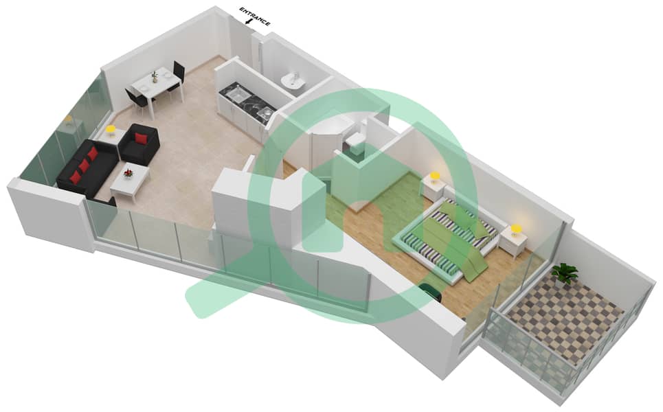 المخططات الطابقية لتصميم الوحدة A04/FLOOR 5-7,10-13,16-19 شقة 1 غرفة نوم - راديسون دبي داماك هيلز Level 5-7,10-13,16-19 interactive3D