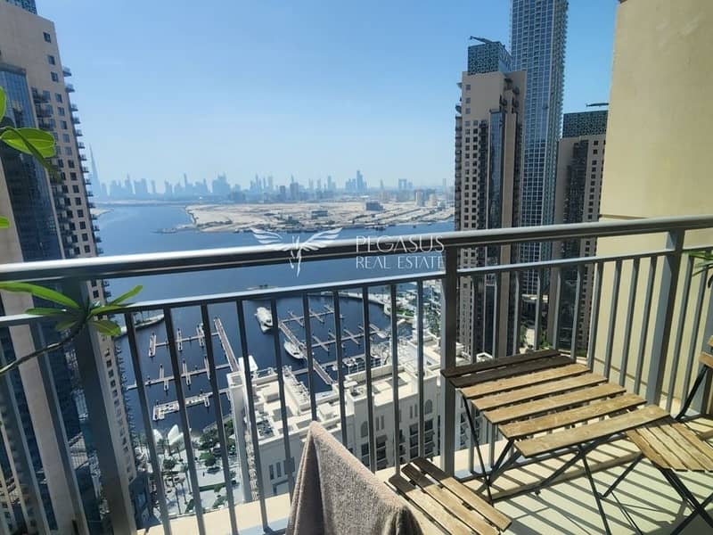 Full Creek and Dubai Skyline View | High Floor