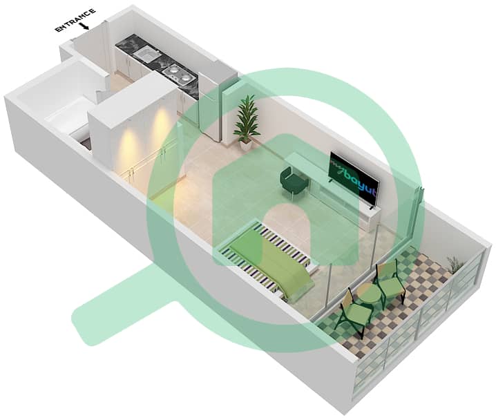 المخططات الطابقية لتصميم الوحدة A17 / FLOOR-30-31 شقة استوديو - برج كارسون A Floor-30-31 interactive3D