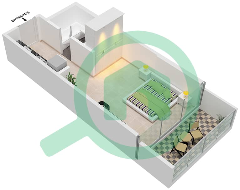 المخططات الطابقية لتصميم الوحدة A18 / FLOOR 4-29 شقة استوديو - برج كارسون A Floor 4-29 interactive3D