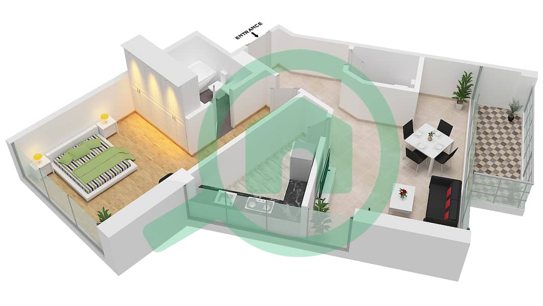 Carson Tower A - 1 Bedroom Apartment Unit A15 / FLOOR-4-29 Floor plan Floor-4-29 interactive3D