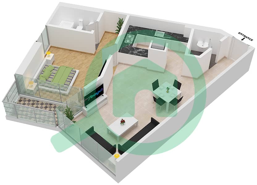 Carson Tower A - 1 Bedroom Apartment Unit A14 / FLOOR-4-29 Floor plan Floor-4-29 interactive3D