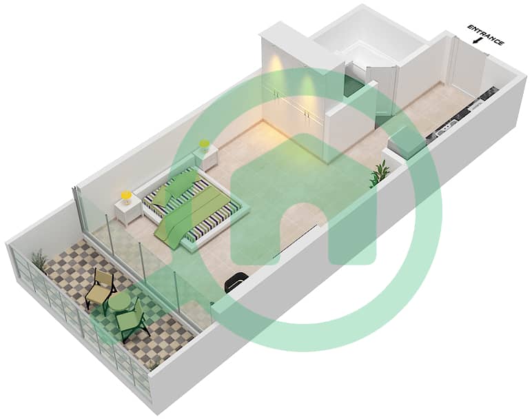 Carson Tower B - Studio Apartment Unit B01 / FLOOR-4-31 Floor plan Floor-4-31 interactive3D