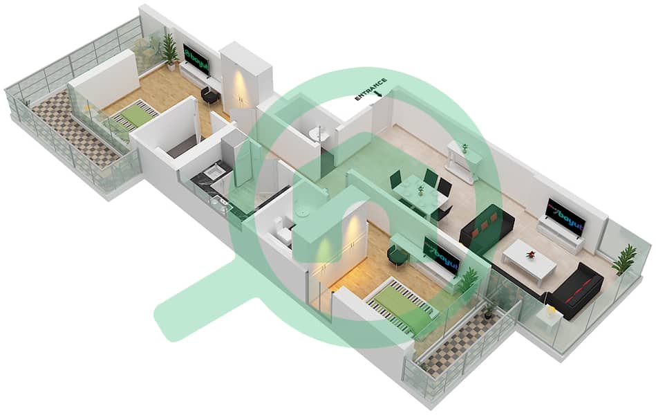 Carson Tower B - 2 Bedroom Apartment Unit B03 / FLOOR-4-31 Floor plan Floor-4-31 interactive3D