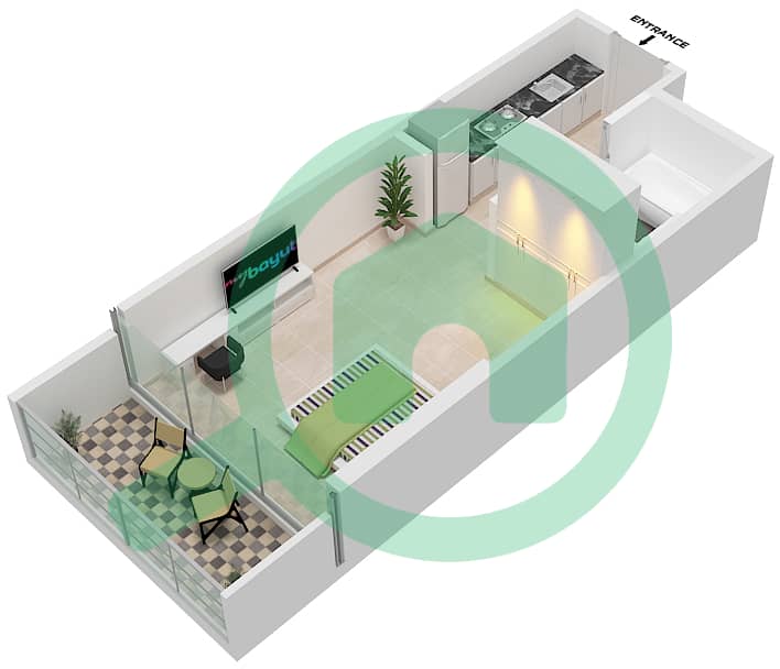 Carson Tower B - Studio Apartment Unit B05,07 / FLOOR- 16-29 Floor plan Floor- 16-29 interactive3D